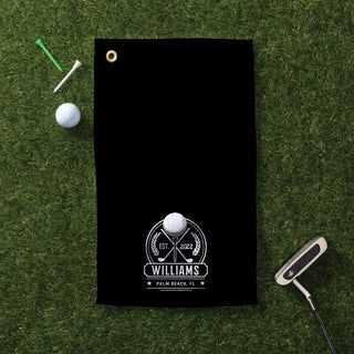 Golf crest design golf towel with grommet