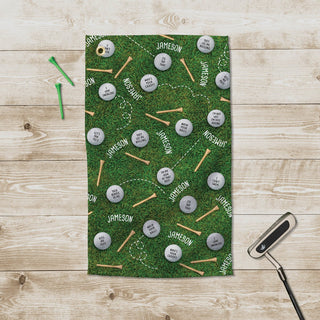 Golf Balls Personalized Green Golf Towel