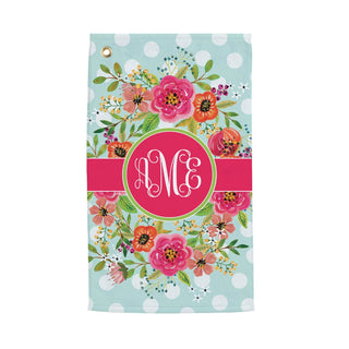 Floral Monogram Personalized Golf Towel