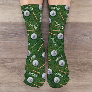 Golf Balls Personalized Green Adult Crew Socks