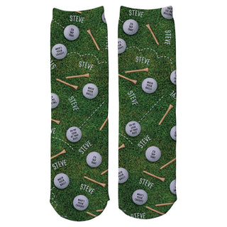 Golf Balls Personalized Green Adult Crew Socks