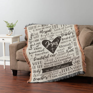 Jesus Heart Personalized Fringe Throw Blanket