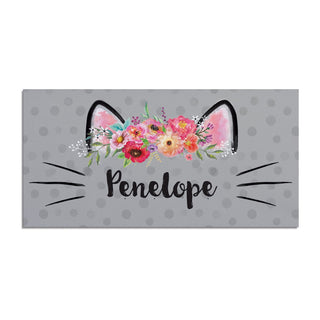 Floral Kitty Ears and Whiskers Pet Mat - Ð 12x27 Inch Entry Mat