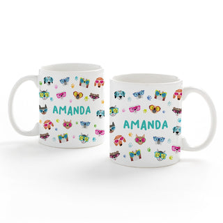 Fun Dogs with Glasses Personalized White Coffee Mug -11 oz.