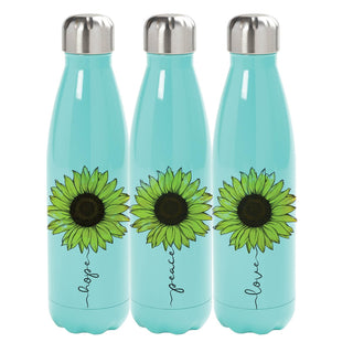 Peace, Love and Hope Sunflower Stainless Steel Water Bottle