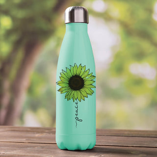 Peace, Love and Hope Sunflower Stainless Steel Water Bottle
