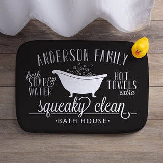 Squeaky Clean Personalized Black Bathmat
