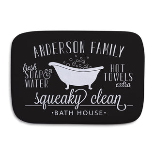 Squeaky Clean Personalized Black Bathmat