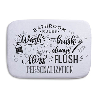 Bathroom Rules Personalized White Bathmat