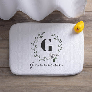 Floral wreath bathmat with initial and name 