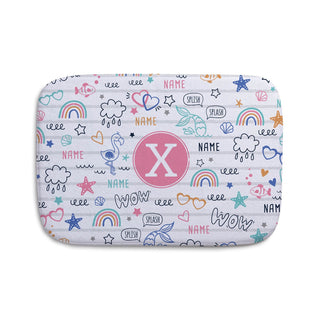 Girl's Fun Icons Personalized White Bathmat