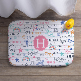 Girls bathmat with initial and icons 