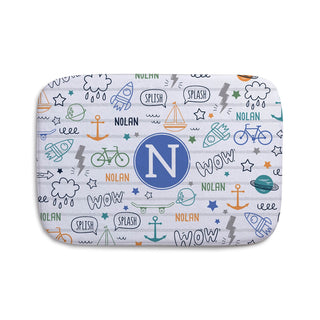 Boy's Fun Icons Personalized White Bathmat