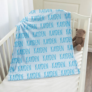 My Name Personalized Blue Baby Blanket