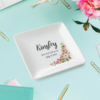 Wedding Party Personalized Square Trinket Dish