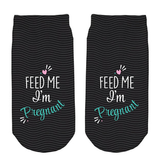Feed Me I'm Pregnant No Show Socks