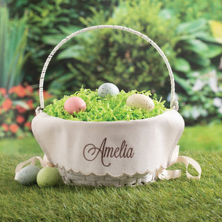 Linen easter basket with name