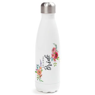 Floral Bridal Party Personalized Stainless Steel Water Bottle