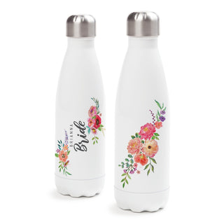Floral Bridal Party Personalized Stainless Steel Water Bottle