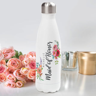 Floral Bridal Party Personalized Stainless Steel Water Bottle