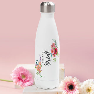 Floral Bridal Party Personalized Stainless Steel Water Bottle