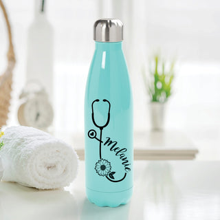 Sunflower Stethoscope Personalized Stainless Steel Water Bottle