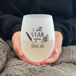 RN personalized frosted wine glass