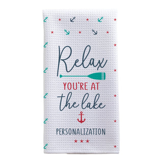 Relax You're at the Lake Personalized Waffle Tea Towel