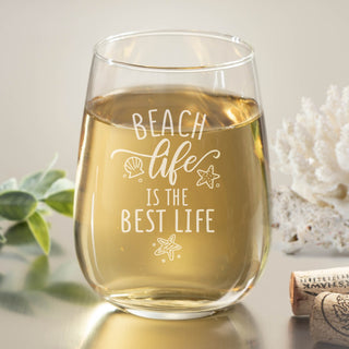 Beach Life Is The Best Life Stemless Wine Glass