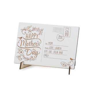 Happy Mother's Day Personalized White Wood Postcard with Easel