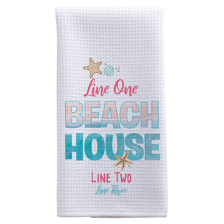Beach House Personalized Waffle Tea Towel