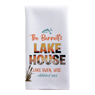 Lake House Personalized Waffle Tea Towel