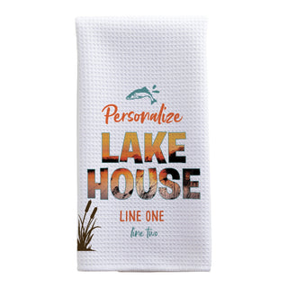 Lake House Personalized Waffle Tea Towel