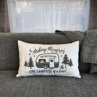 Making Memories One Campsite at a Time Lumbar Throw Pillow