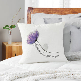 Purple flower 17" throw pillow with quote 