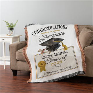 Congratulations Graduate Personalized Fringe Throw Blanket