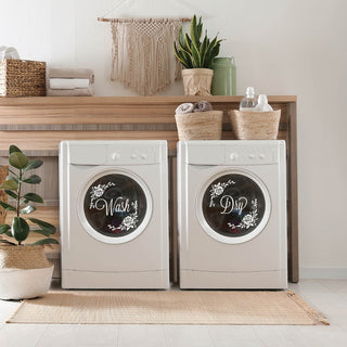 Floral wash and dry laundry decal 