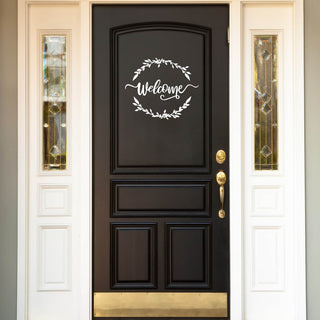 Welcome Vines White Vinyl Door Decal