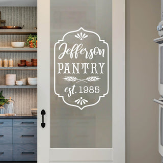 Family Pantry Wheat Personalized White Vinyl Door Decal