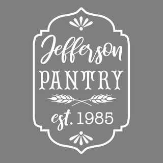 Family Pantry Wheat Personalized White Vinyl Door Decal