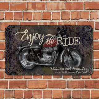Enjoy the ride metal sign 