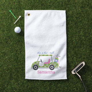 Preppy Golf Cart Personalized Golf Towel