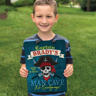 Pirate themed man cave hanging dry erase board with name 