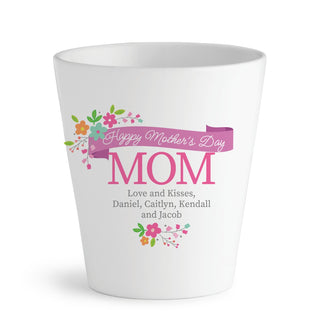 Happy Mother's Day Mom Personalized 12 oz Ceramic Flowerpot