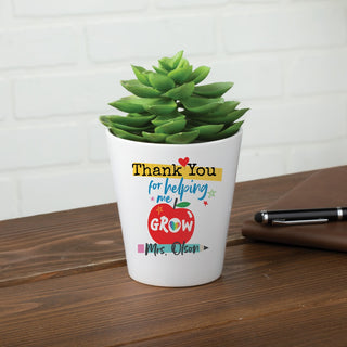 Thank you Teacher Personalized 12 oz. Ceramic Flowerpot