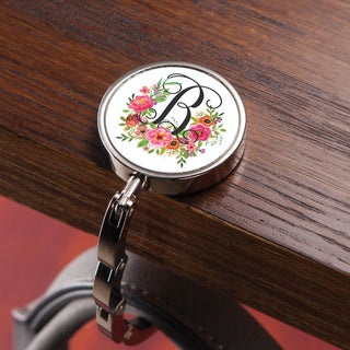 Floral purse hanger with initial 