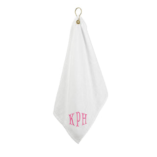 Embroidered Mermaid Monogram White Golf Towel