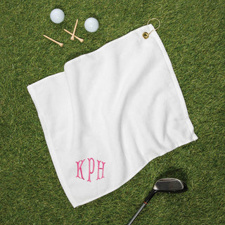 Embroidered Mermaid Monogram White Golf Towel