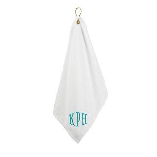 Embroidered Mermaid Monogram White Golf Towel