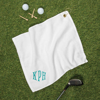 Embroidered Mermaid Monogram White Golf Towel